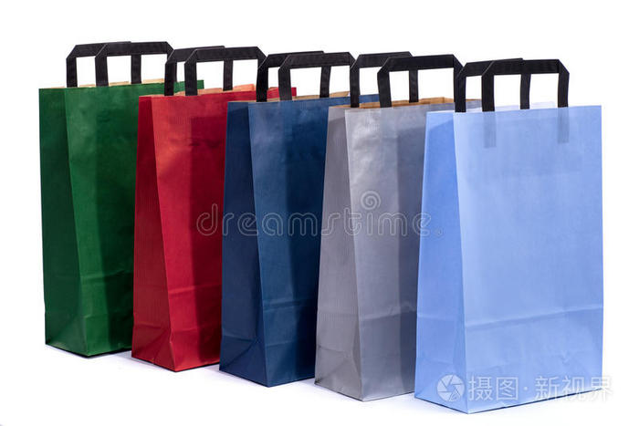 带手柄的彩色纸袋用于购物