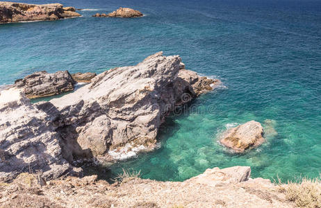 石头 海湾 海岸 海岸线 地中海 海景 西班牙 天空 夏天