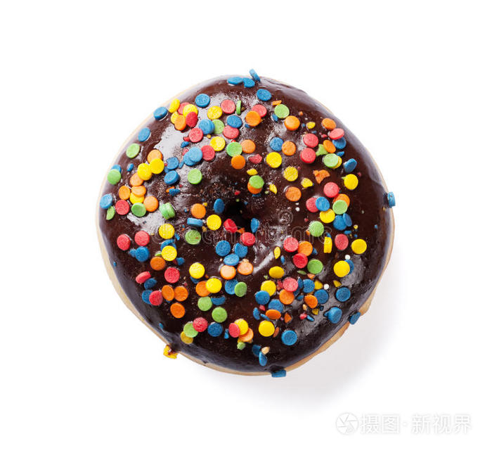 巧克力甜甜圈有五颜六色的装饰