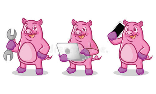 偶像 电话 猪肉 宠物 小猪 农场 手势 摆姿势 笔记本电脑