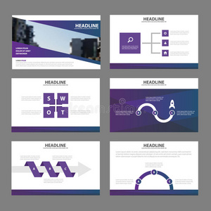 优雅紫色展示模板，信息元素，平面设计，小册子，传单，营销广告