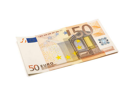 五十欧元孤立在白色上。