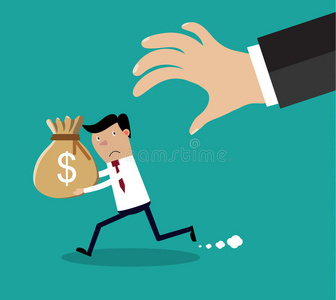 抓住钱卡通手试图抓住那袋钱照片