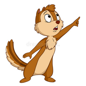 卡通花栗鼠隔离在白色背景上照片