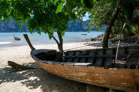 海洋 长的 海滩 天堂 旅游业 夏天 泰国 假期 运输 天空