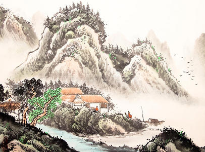 中国山水画水彩画