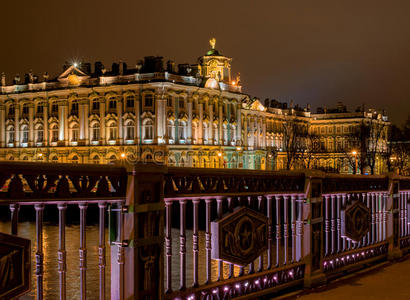 照亮 广场 风景 圣彼得堡 黄昏 城市景观 博物馆 宫殿