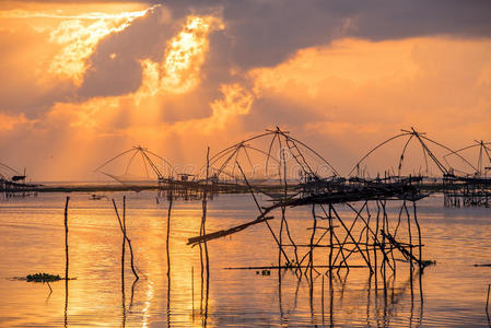 渔夫 运河 自然 日出 渔业 生活 风景 早晨 黄昏 反射