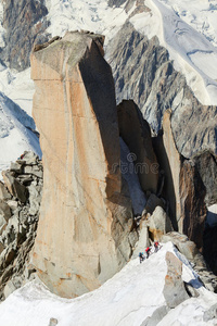 徒步旅行 夏蒙尼 阿尔卑斯山 布兰科 高的 确保 欧洲 登山家