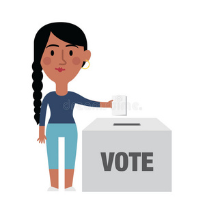 女性角色在投票箱里投票照片