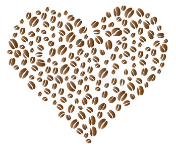 咖啡豆在心脏形状矢量
