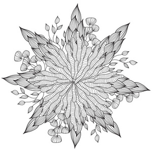 手绘艺术民族观赏图案花框在涂鸦风格,成人着色页.照片