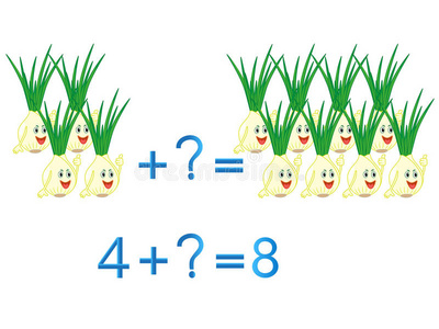 儿童教育游戏，数学加法，例如洋葱。