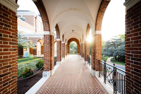 马里兰州巴尔的摩约翰霍普金斯大学拱形走廊.照片