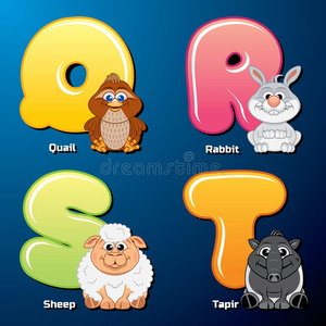 可爱的动物和鸟按字母顺序排列照片