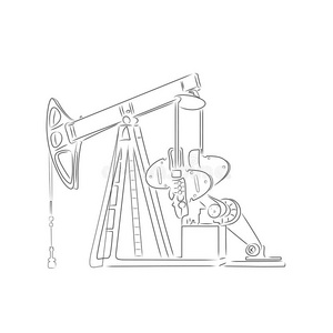 黄昏沙漠中的三口油井油井钻机千斤顶3d油井钻机千斤顶3d油井钻机