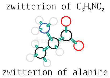 丙氨酸氨基酸分子的c3h7no2两性离子