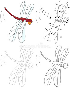 卡通红蜻蜓。