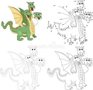 龙孩子卡通滑稽的三头龙. 为孩子们点对点的游戏照片