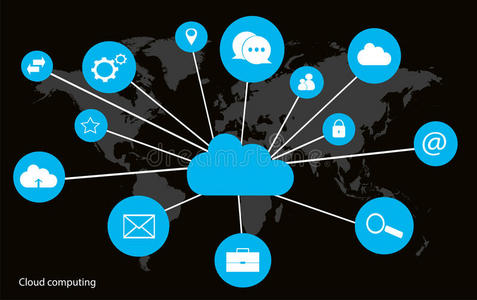 云计算概念与世界地图接口霓虹灯