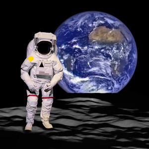 宇航员从太空到月球这张图片的元素由美国宇航局提供
