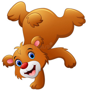 的棕熊卡通手持空白标志可爱的小棕熊可爱的小棕熊看着你挥手可爱的