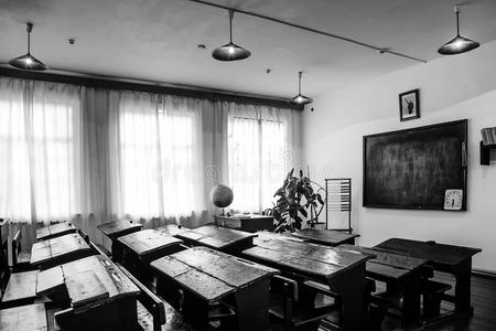 苏联学校的班级50乘以60年的黑白照片