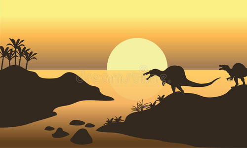 爬行动物 蜥蜴 丘陵 恐龙 插图 三叠纪 轮廓 形象 食客