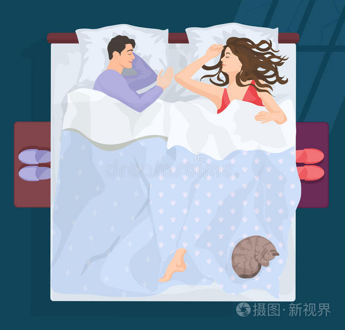 情人 卧室 女朋友 早晨 丈夫 家庭 美丽的 夫妇 毯子