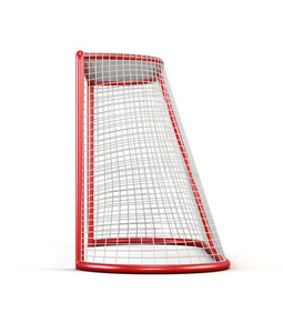 足球球门侧面视图隔离在白色背景上. 三维渲染照片