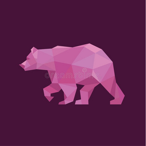 灰熊多边形红色趋势风格设计插图动物