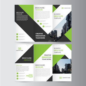 绿色黑色优雅商业三重商业传单小册子传单模板矢量最小平面设计
