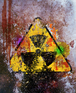 可怕的核辐射警告标志照片