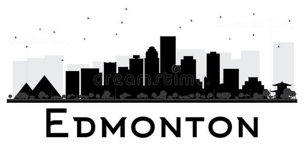 埃德蒙顿城市天际线黑白轮廓。