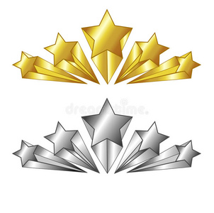 五星矢量金徽. 奖励徽章最佳服务评级符号. 胜利者的成功.