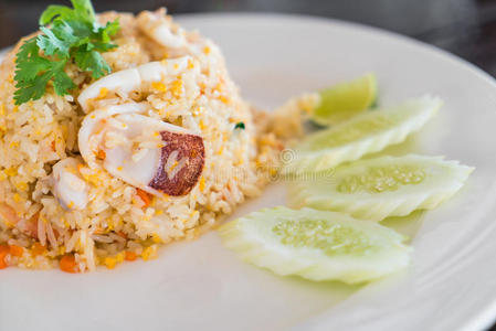 鱿鱼 晚餐 洋葱 大米 海鲜 海鲜饭 地中海 午餐 食物
