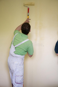 绘画 准备 墙壁 修理 工作 新的 油漆 真实的 公寓 房子