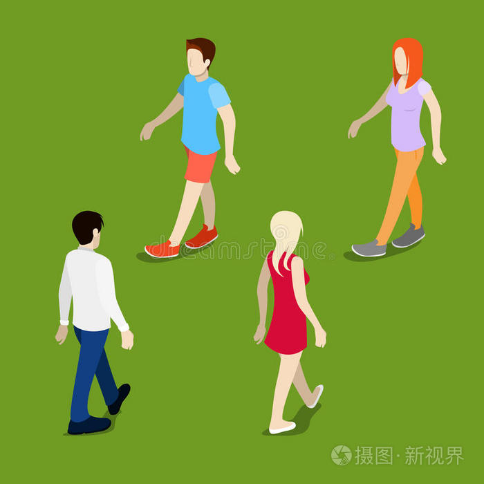 女人 卡通 街道 女孩 连衣裙 人类 性格 成人 男人 步行插画-正版商用图片1y9y99-摄图新视界