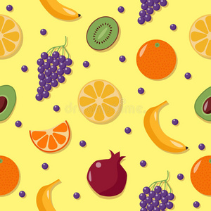 水果背景。 水果的无缝图案。