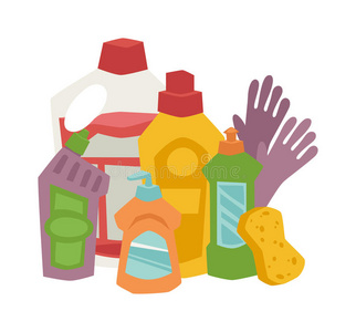 清洁剂 插图 洗涤剂 液体 厨房 家庭 瓶子 灰尘 卫生