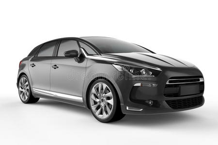 黑色汽车模拟白色背景，3D插图