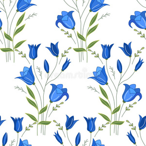织物 草地 钟花 艺术 插图 花园 形象 蓝铃 可爱的 植物