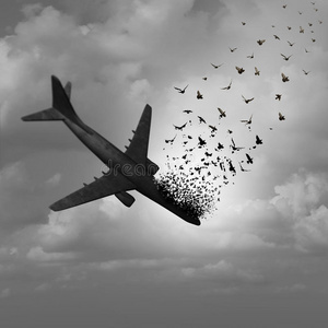 数据 消失 崩溃 撞车 碎片 害怕 飞机 插图 航空 航班插画