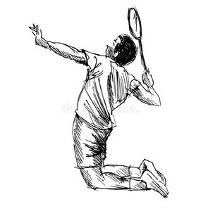 快速羽毛球手绘羽毛球运动员照片