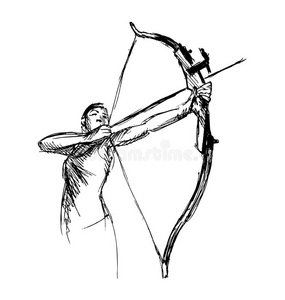 弓箭射击手素描女人射击弓箭照片