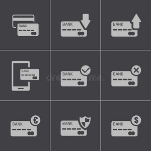 矢量黑色信用卡图标集
