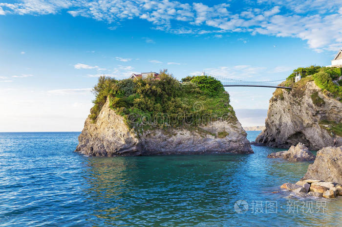 纽基 美丽的 英语 假日 欧洲 海岸线 康沃尔语 海湾 悬崖