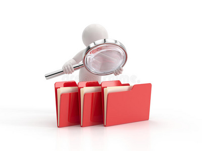 小人放大镜三维小人-检查文件照片