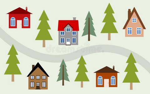 森林 五颜六色 房子 家庭 邻里 房屋 建筑学 活的 欧洲