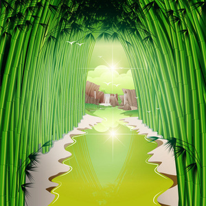 风景竹子插画-风景竹子手绘-风景竹子卡通图-摄图新视界